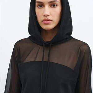 Marcella NYC Park Sheer Hoodie Black M NWOT Worn ONCE!